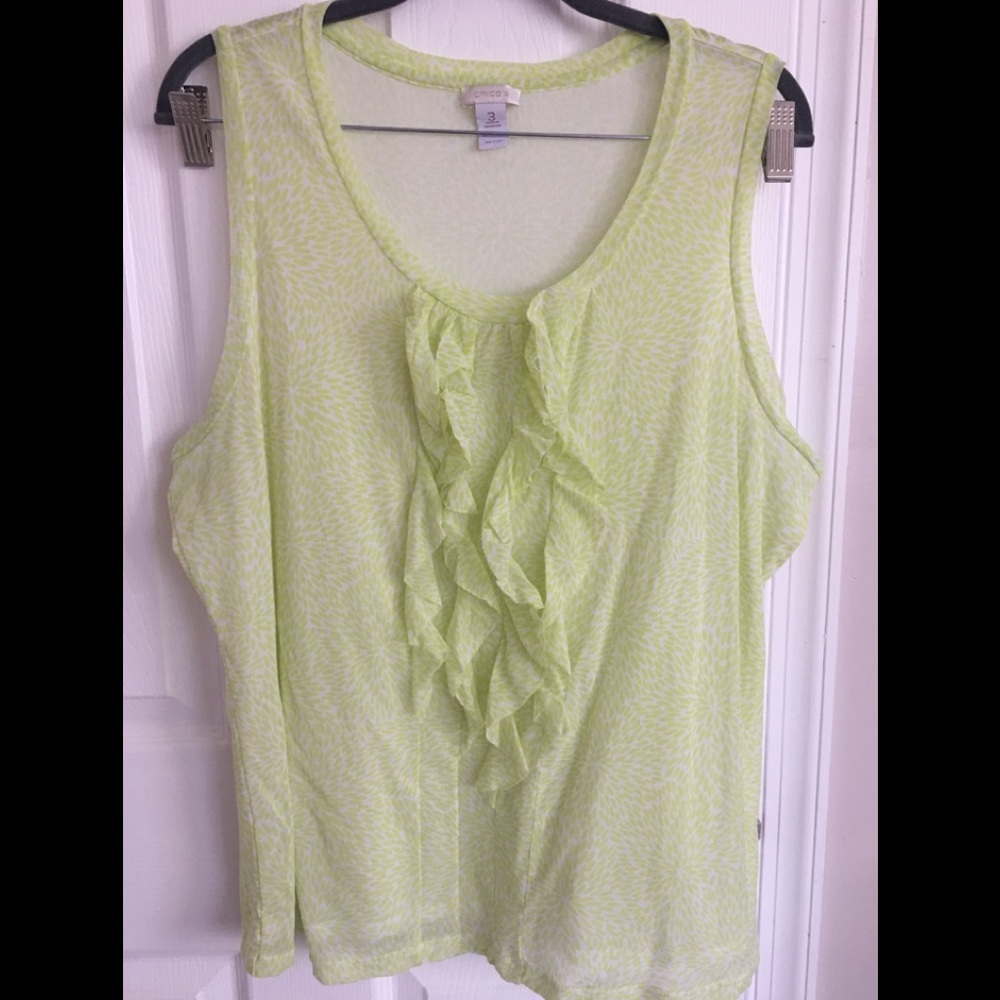 Chico’s Lightweight Mesh Ruffle Front Top